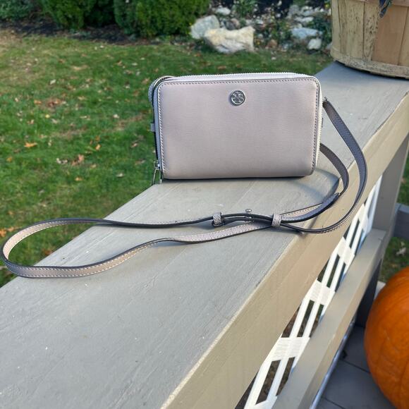 TORY BURCH Parker Double Zip Crossbody Bag, Grey - Picture 1 of 13